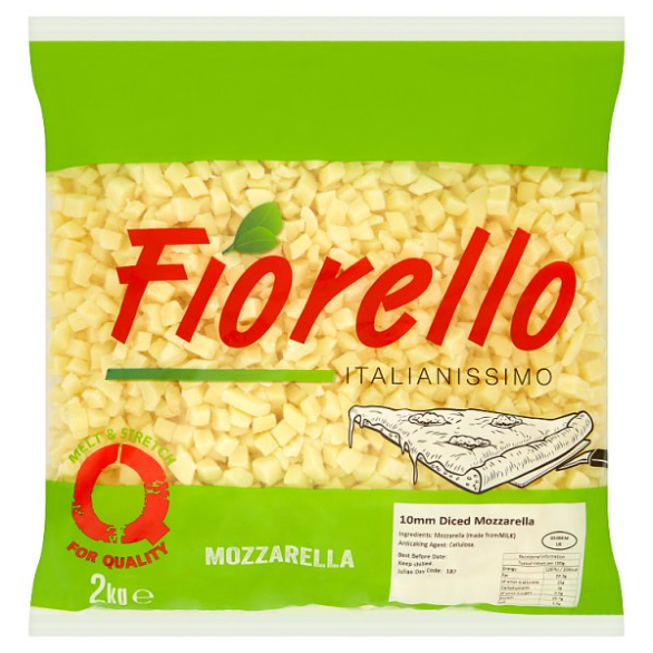 Fiorello Large DICED Mozzarella 10mm  - (2KG)